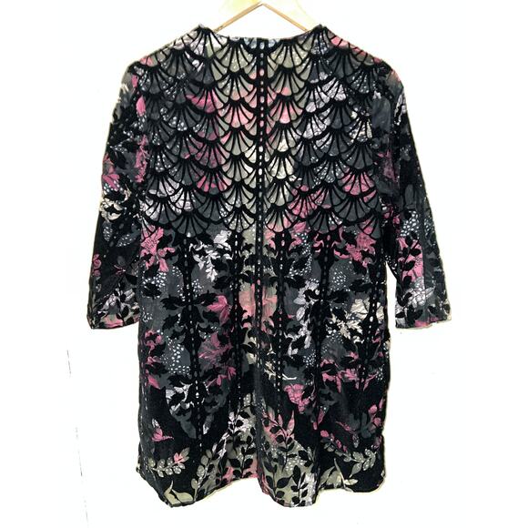 Christopher & Banks Cardigan Jacket Medium Petite Burnout Velvet Whisigoth MP PM - Picture 4 of 10